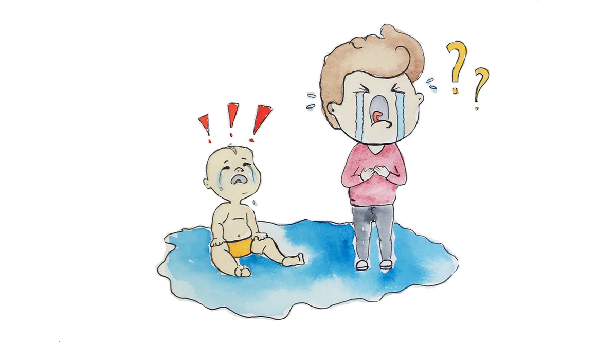 Papi und Baby im Tränenmeer